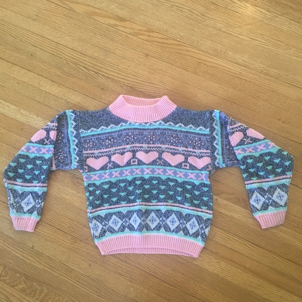 80s kawaii soft pastel heart novelty sweater